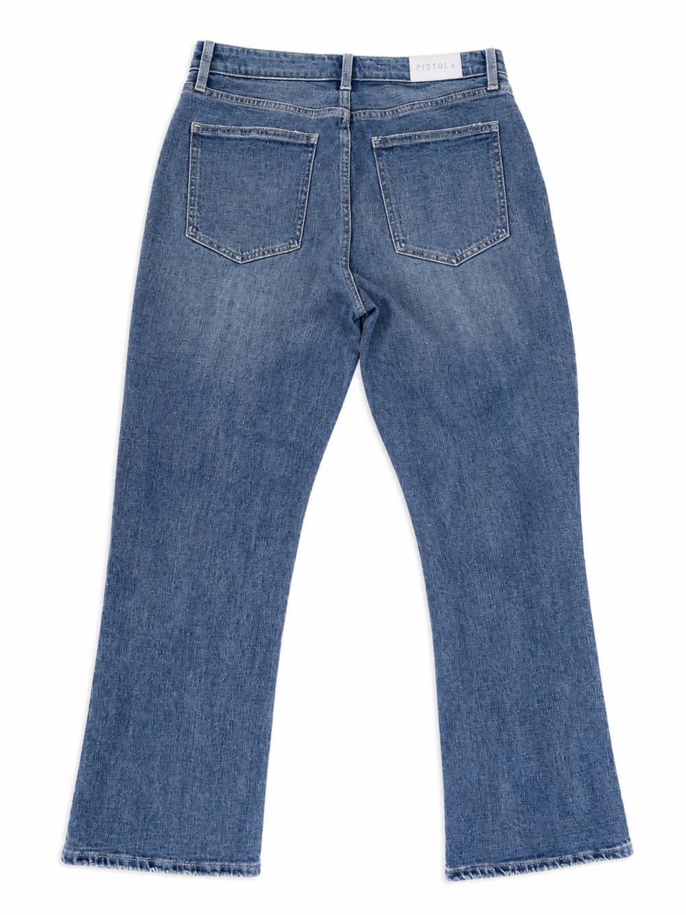 Pistola Size 30 Distressed Crop Flare Jeans High Rise Raw Hem Blue Denim - Picture 4 of 10